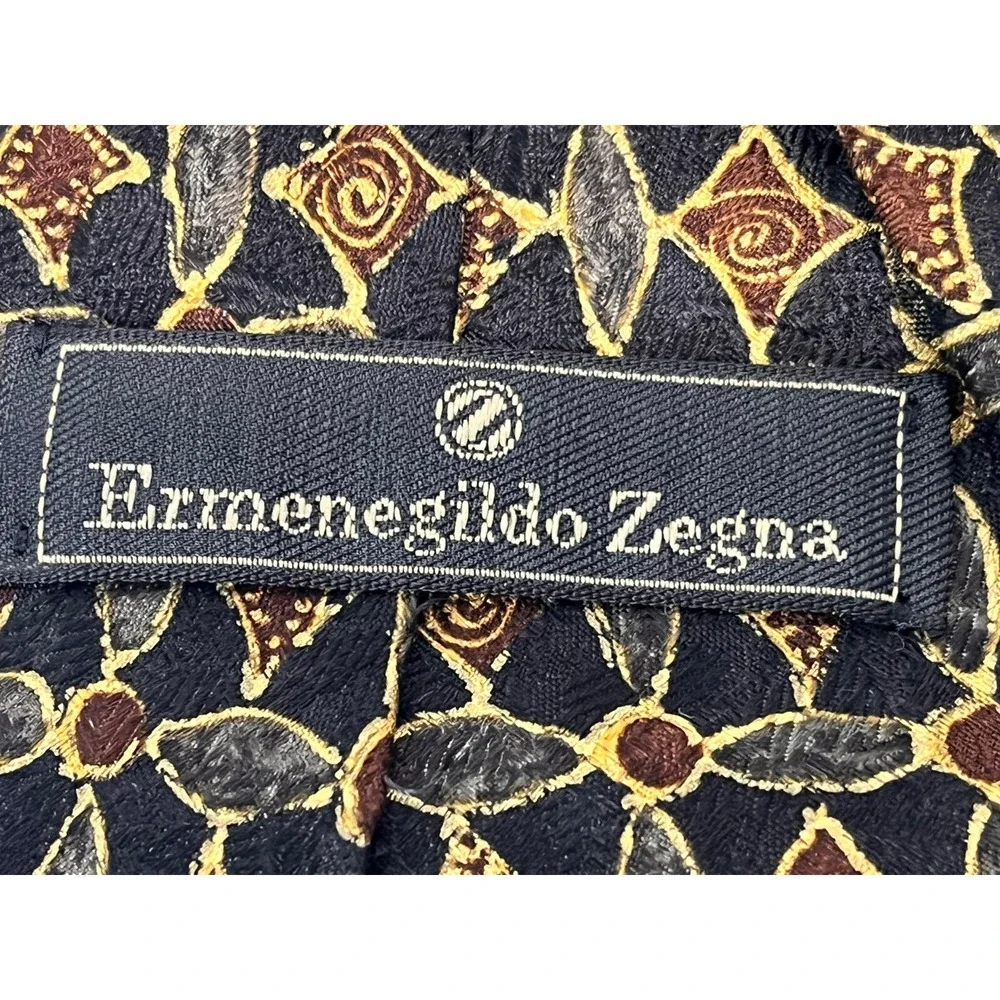 Vintage Ermenegildo Zegna 100% Silk Neck Tie VGUC Geometric